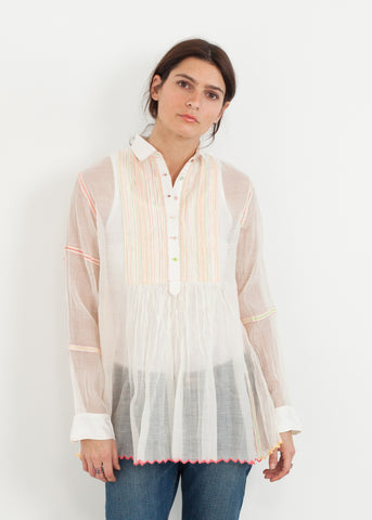 Sheer Rainbow Blouse in White